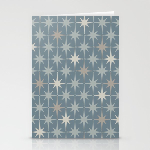 Midcentury Modern Atomic Starburst Pattern in Light Neutral Blue Gray Tones Stationery Card Gallery Image 2