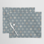 Midcentury Modern Atomic Starburst Pattern in Light Neutral Blue Gray Tones Placemat Gallery Image 1