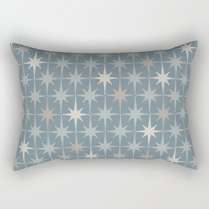 Midcentury Modern Atomic Starburst Pattern in Light Neutral Blue Gray Tones Rectangular Pillow Gallery Image 1