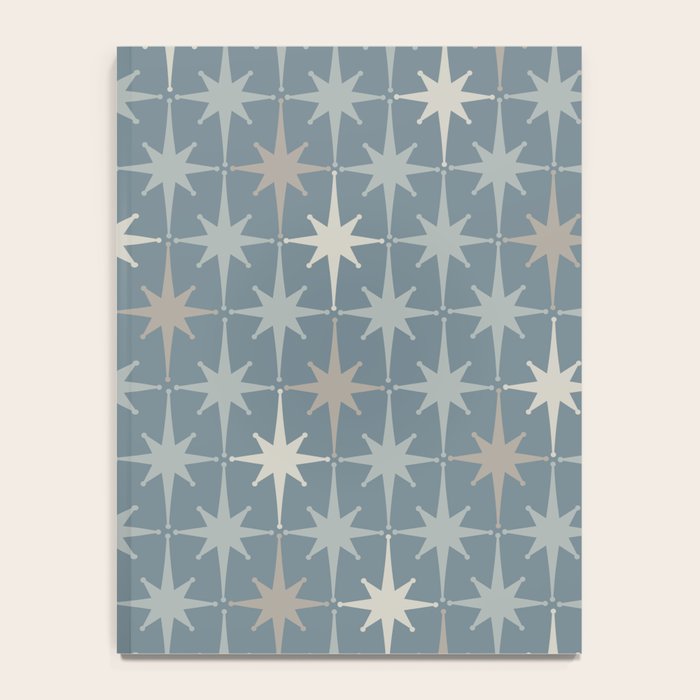 Midcentury Modern Atomic Starburst Pattern in Light Neutral Blue Gray Tones Notebook Gallery Image 4