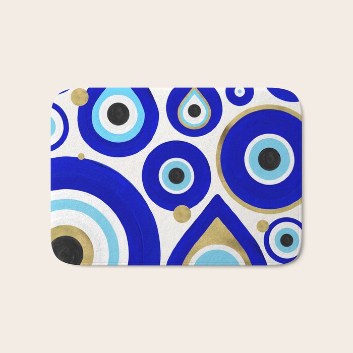 Evil Eye Charms on White Bath Mat Gallery Image 1