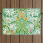 William Morris Woodland Weeds Orange Turquoise Outdoor Rug Gallery Image 1