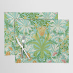 William Morris Woodland Weeds Orange Turquoise Placemat Gallery Image 1
