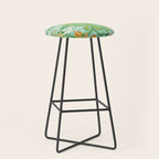 William Morris Woodland Weeds Orange Turquoise Stool Gallery Image 1