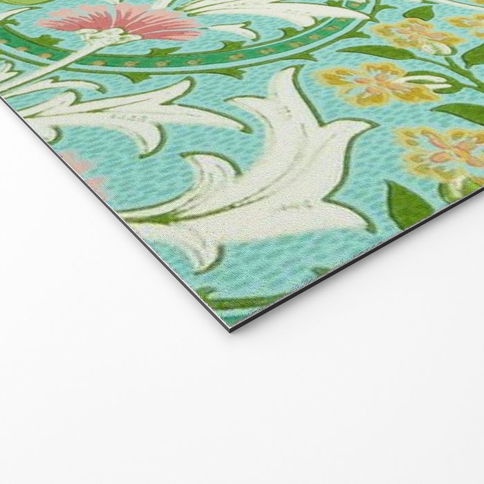 William Morris Woodland Weeds Orange Turquoise Welcome Mat Gallery Image 2