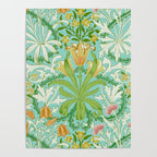William Morris Woodland Weeds Orange Turquoise Poster Gallery Image 4