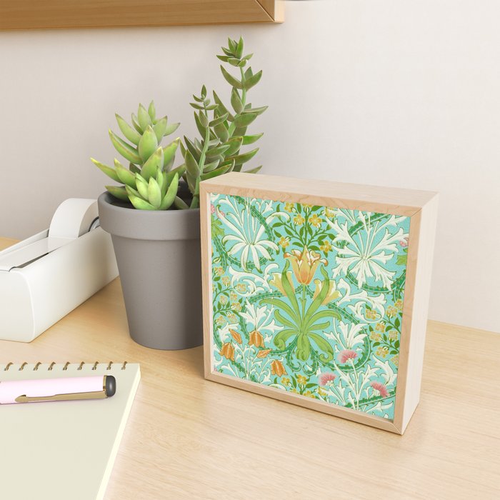 William Morris Woodland Weeds Orange Turquoise Mini Art Print Gallery Image 2