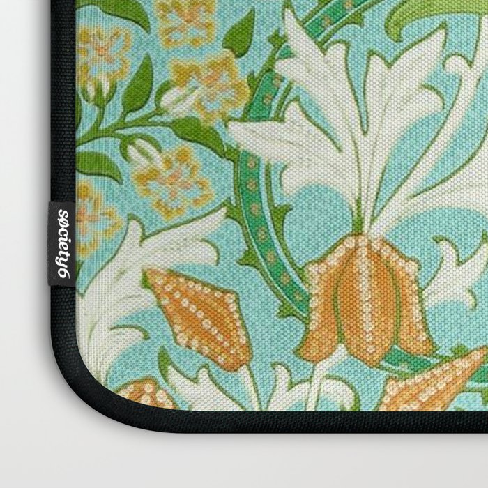 William Morris Woodland Weeds Orange Turquoise Laptop Sleeve Gallery Image 3