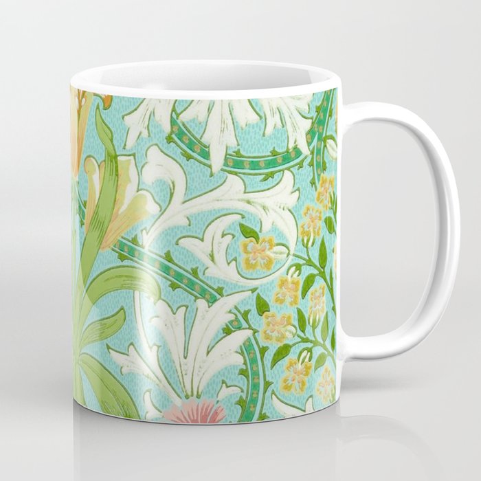 William Morris Woodland Weeds Orange Turquoise Coffee Mug Gallery Image 1
