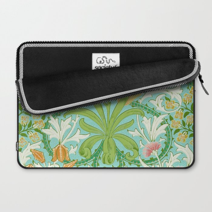 William Morris Woodland Weeds Orange Turquoise Laptop Sleeve Gallery Image 2