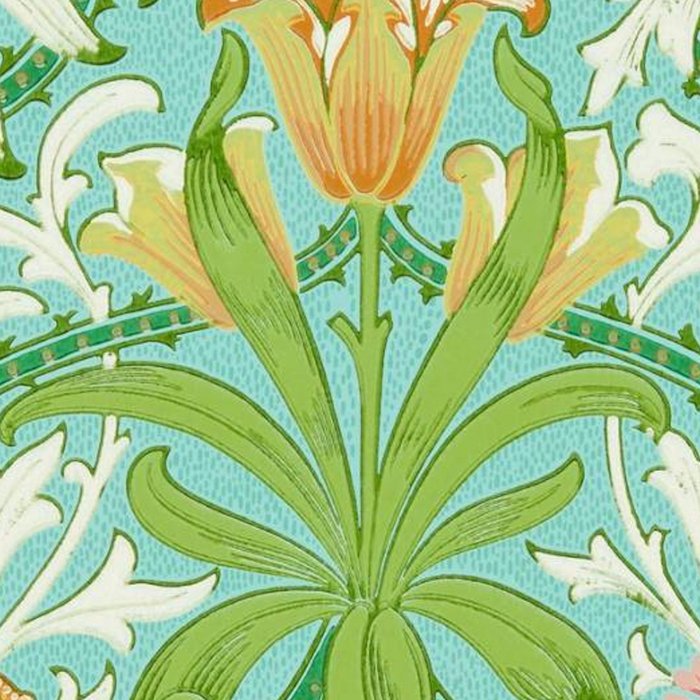 William Morris Woodland Weeds Orange Turquoise Coffee Mug Gallery Image 2