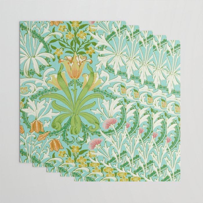 William Morris Woodland Weeds Orange Turquoise Wrapping Paper Gallery Image 3