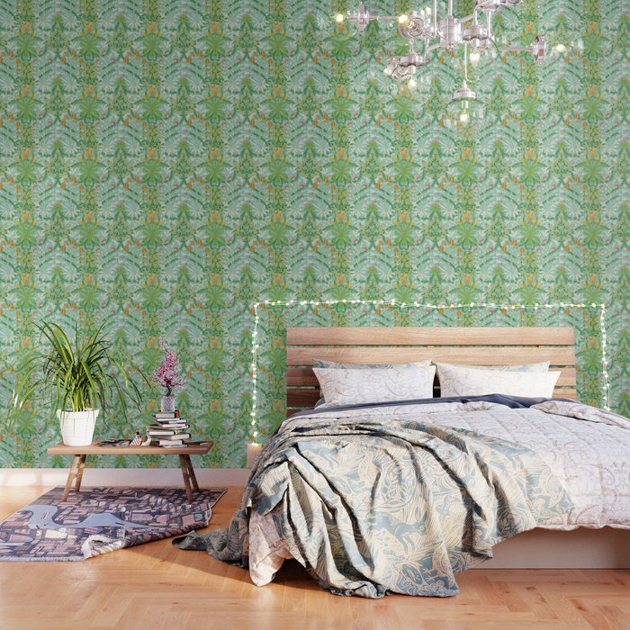William Morris Woodland Weeds Orange Turquoise Wallpaper Gallery Image 3