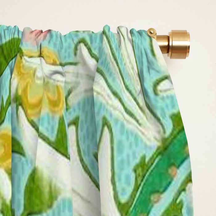 William Morris Woodland Weeds Orange Turquoise Window Curtain Gallery Image 2