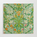 William Morris Woodland Weeds Orange Turquoise Wood Wall Art Gallery Image 1