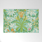 William Morris Woodland Weeds Orange Turquoise Welcome Mat Gallery Image 1