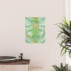 William Morris Woodland Weeds Orange Turquoise Poster Gallery Image 2