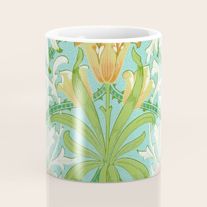 William Morris Woodland Weeds Orange Turquoise Coffee Mug Gallery Image 4