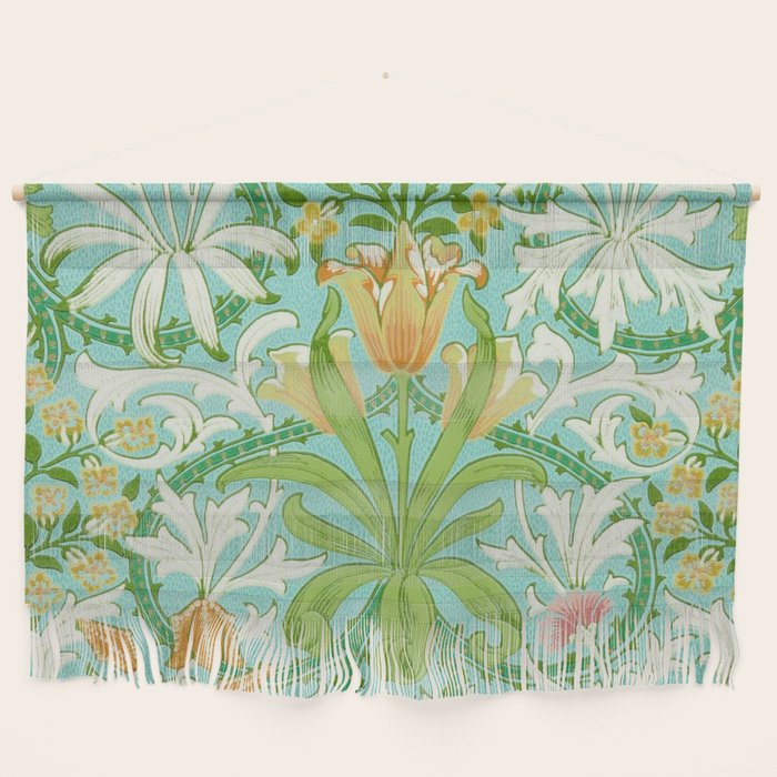 William Morris Woodland Weeds Orange Turquoise Wall Hanging Gallery Image 1