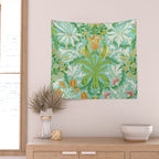 William Morris Woodland Weeds Orange Turquoise Wall Tapestry Gallery Image 2