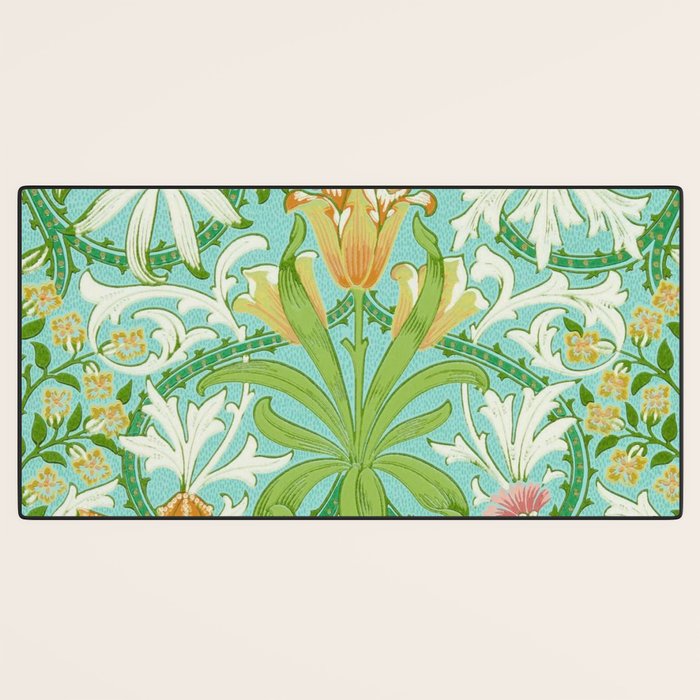 William Morris Woodland Weeds Orange Turquoise Desk Mat Gallery Image 3