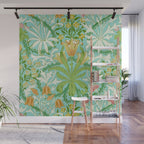 William Morris Woodland Weeds Orange Turquoise Wall Mural Gallery Image 1