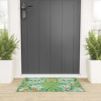 William Morris Woodland Weeds Orange Turquoise Welcome Mat Gallery Image 3