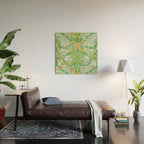 William Morris Woodland Weeds Orange Turquoise Wood Wall Art Gallery Image 2