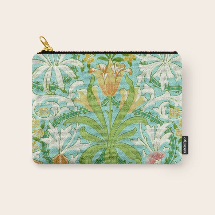 William Morris Woodland Weeds Orange Turquoise Carry All Pouch Gallery Image 1