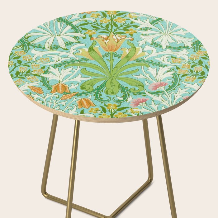 William Morris Woodland Weeds Orange Turquoise Side Table Gallery Image 2