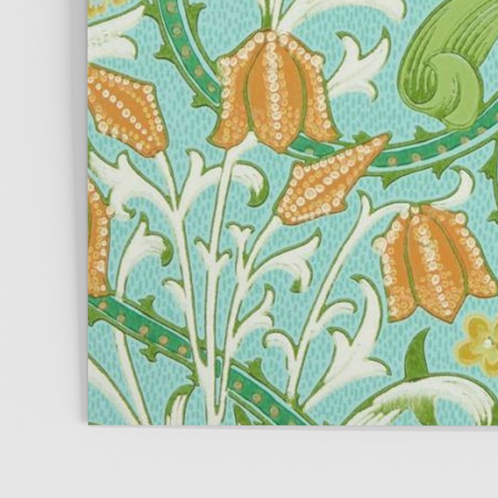 William Morris Woodland Weeds Orange Turquoise Poster Gallery Image 3