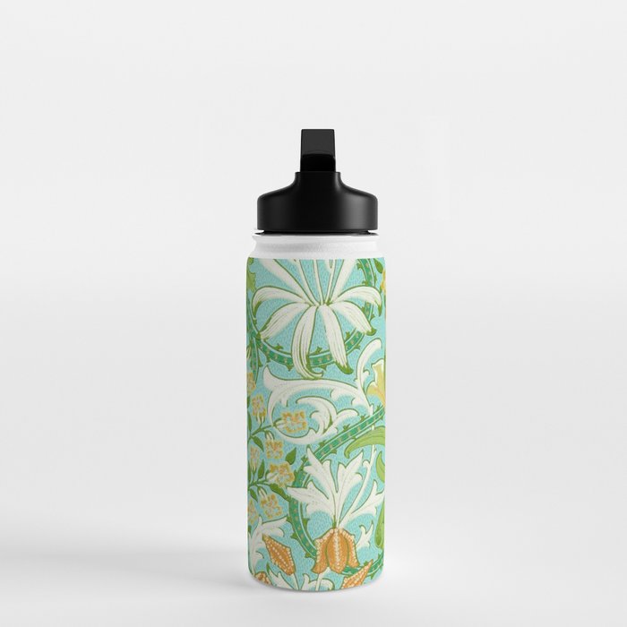 William Morris Woodland Weeds Orange Turquoise Water Bottle Gallery Image 3