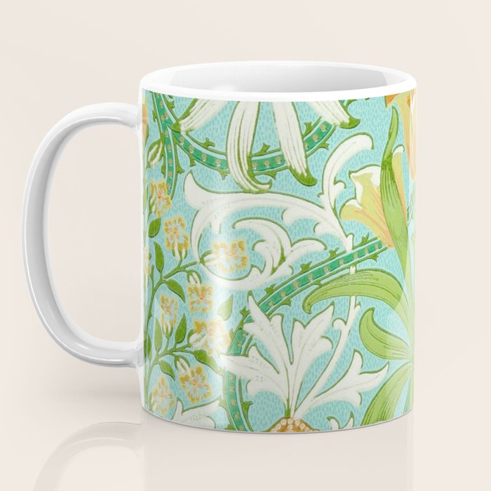 William Morris Woodland Weeds Orange Turquoise Coffee Mug Gallery Image 3