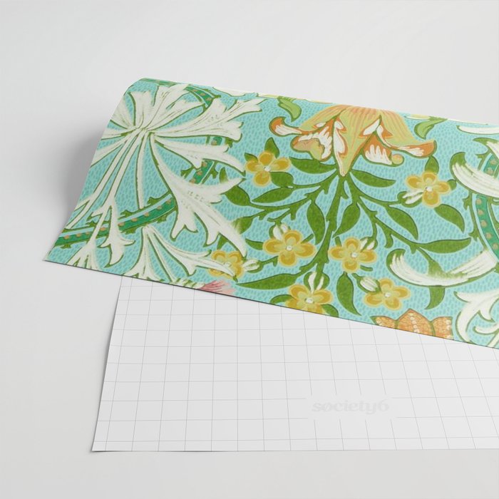 William Morris Woodland Weeds Orange Turquoise Wrapping Paper Gallery Image 2