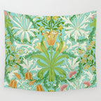 William Morris Woodland Weeds Orange Turquoise Wall Tapestry Gallery Image 4