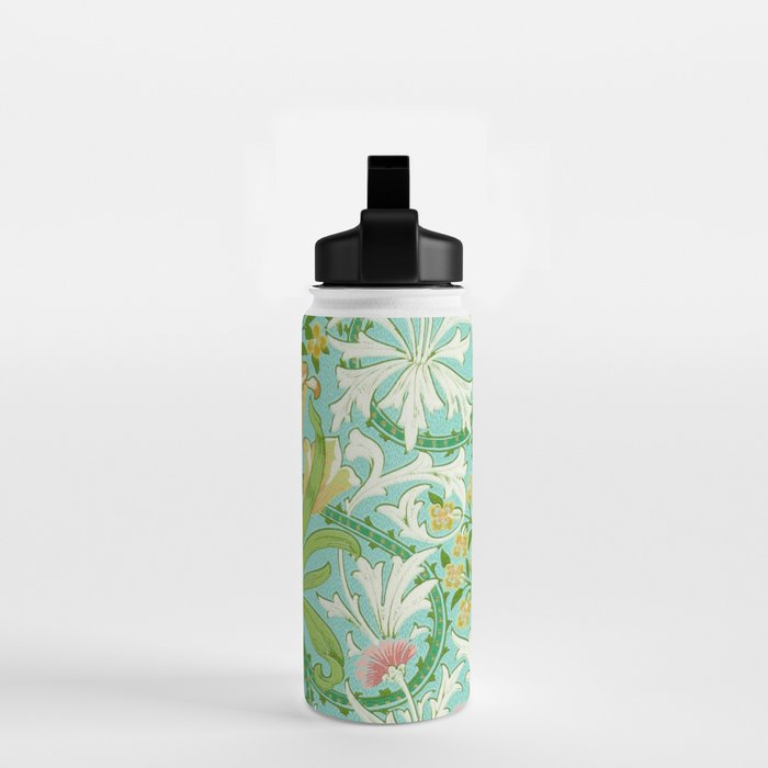 William Morris Woodland Weeds Orange Turquoise Water Bottle Gallery Image 2
