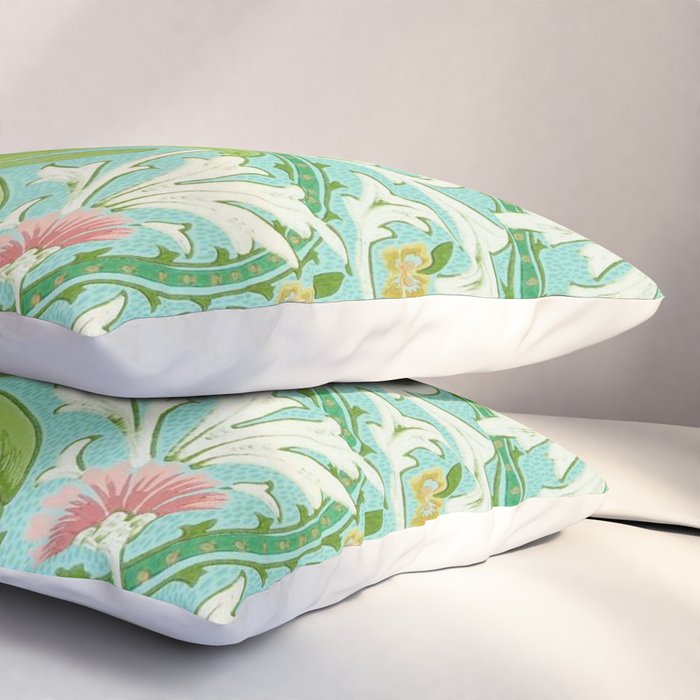 William Morris Woodland Weeds Orange Turquoise Pillow Sham Gallery Image 3