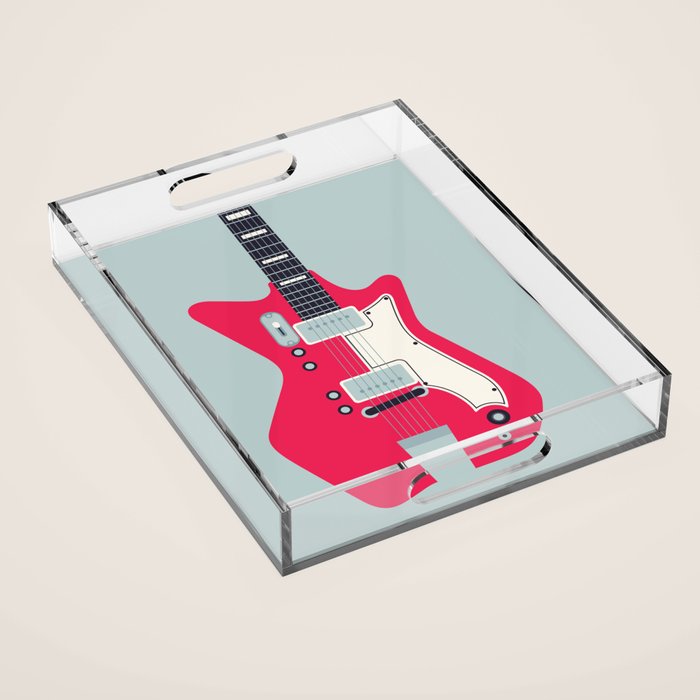 Retro 60s Surf Rock Electric Guitar - Slate Acrylic Tray Gallery Image 1