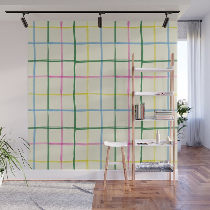 Abstract Tennis Net Pattern in Cream Wall Mural Gallery Image 1