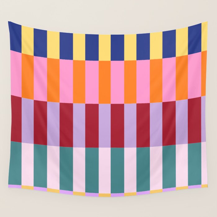 Color Block Stripe Art Wall Tapestry Gallery Image 4
