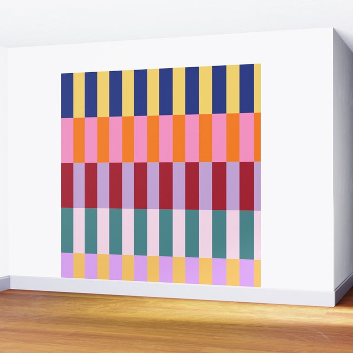 Color Block Stripe Art Wall Mural Gallery Image 2