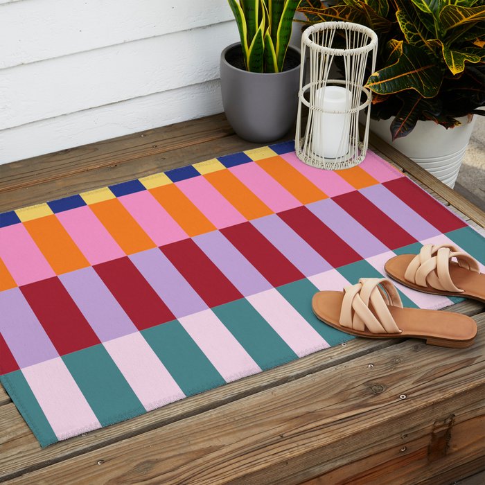 Color Block Stripe Art Outdoor Rug Gallery Image 2