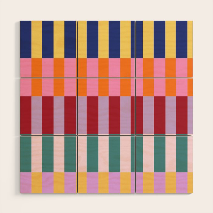 Color Block Stripe Art Wood Wall Art Gallery Image 1