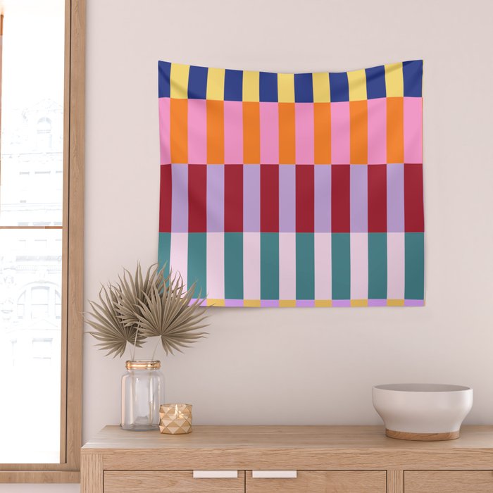 Color Block Stripe Art Wall Tapestry Gallery Image 2