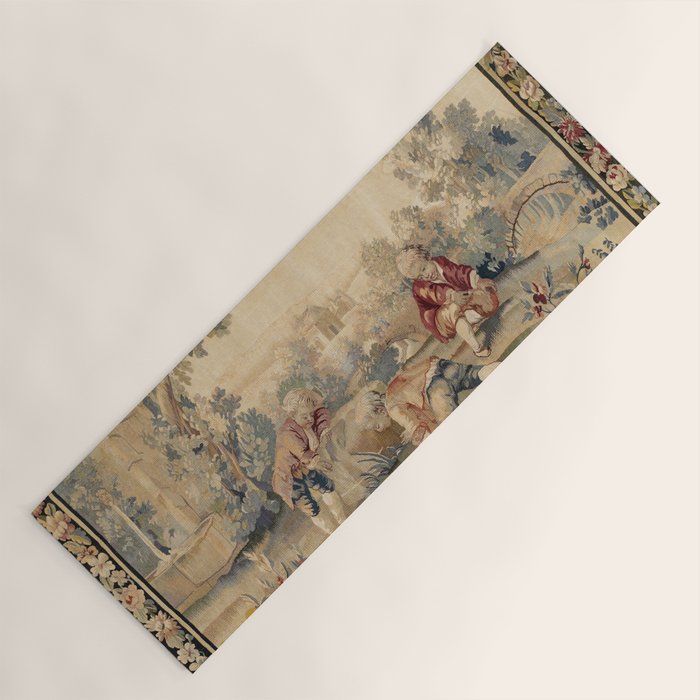 Aubusson  Antique French Tapestry Print Yoga Mat Gallery Image 1