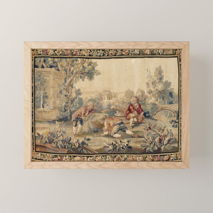 Aubusson  Antique French Tapestry Print Mini Art Print Gallery Image 1