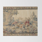 Aubusson  Antique French Tapestry Print Throw Blanket Gallery Image 2
