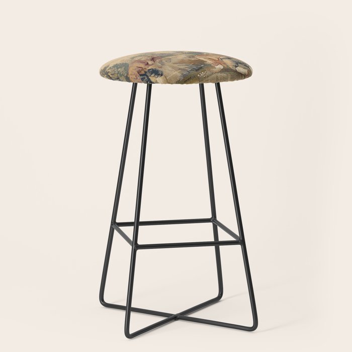 Aubusson  Antique French Tapestry Print Stool Gallery Image 1