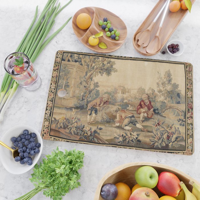 Aubusson  Antique French Tapestry Print Cutting Board Gallery Image 2