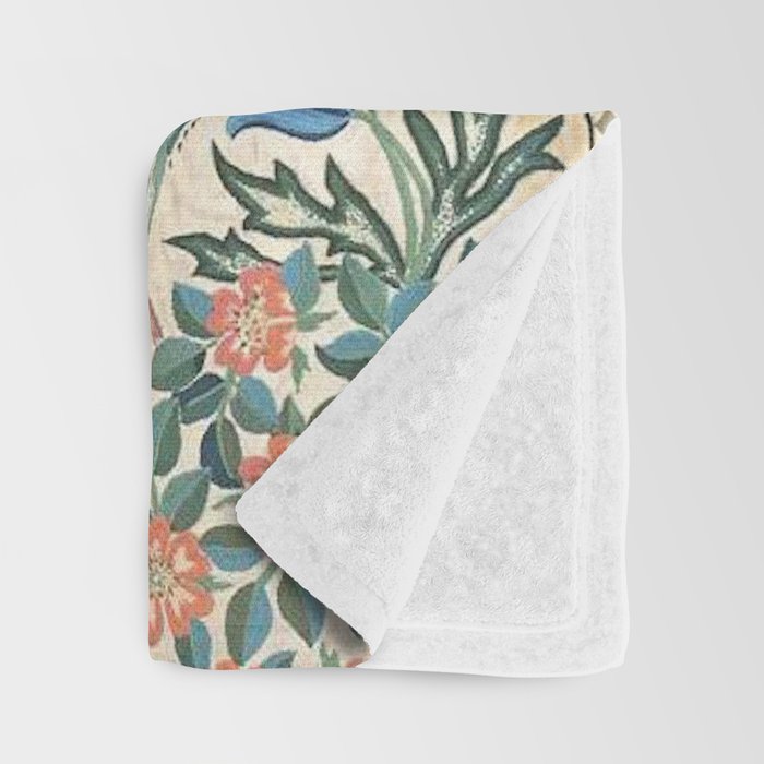 William Morris & May Morris Antique Chinoiserie Floral Throw Blanket Gallery Image 3